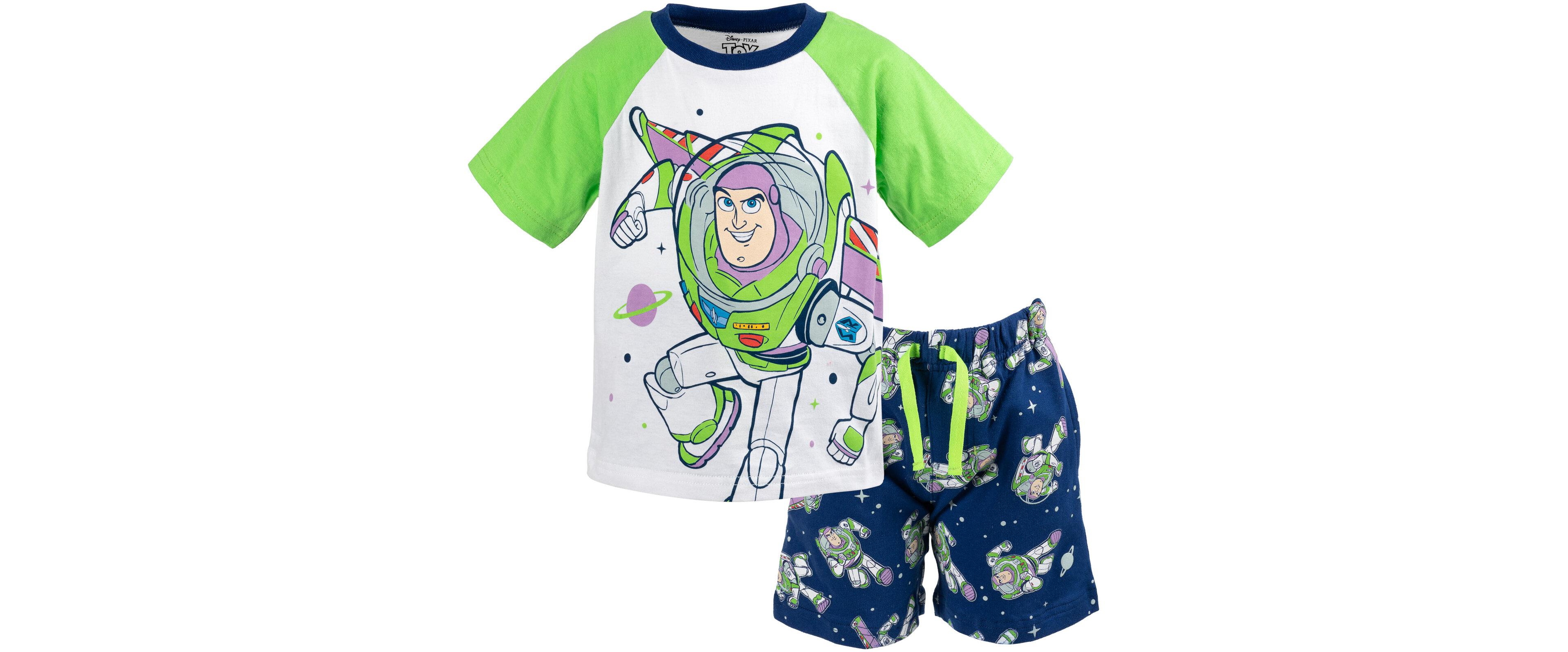 Disney Boys Mickey Mouse Lion King Pixar Cars Toy Story French Terry T-Shirt and Shorts Outfit Set to