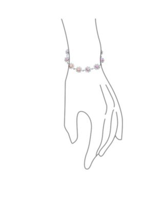 Delicate Sunflower Synthetic Opal Charm Chain Link Bracelet Anklet Silver 7.5-9 Inch