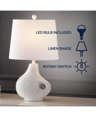 Charlotte 24" Minimalist Designer Iron/Resin Oval Shade LED Table Lamp, White Terrazzo