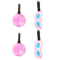 Barbie Luggage Tag, Pvc Travel Tags Gifts - Set of 4 - Pink, blue