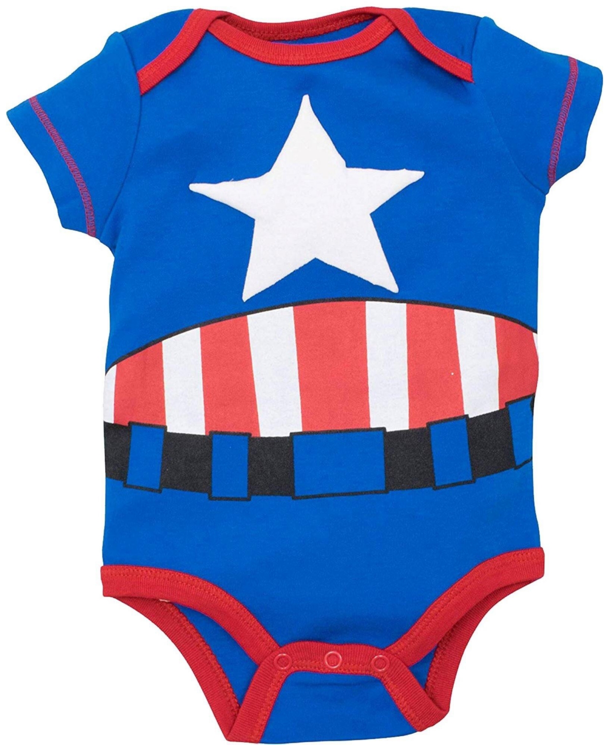 Marvel Baby Boys AvengersSpider-Man Thor Hulk Cosplay Short Sleeve Baby Bodysuit and Hat Newborn to - Captain america