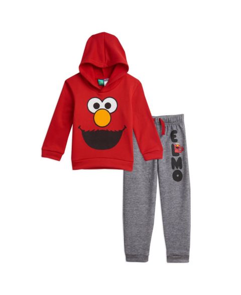 Комплекты Sesame Street Elmo Hoodie and Pants Outfit Set для мальчиков-малышей, цвет: Красный / Серый