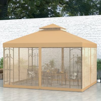 Decorative Outdoor Gazebo with Corner Shelves,