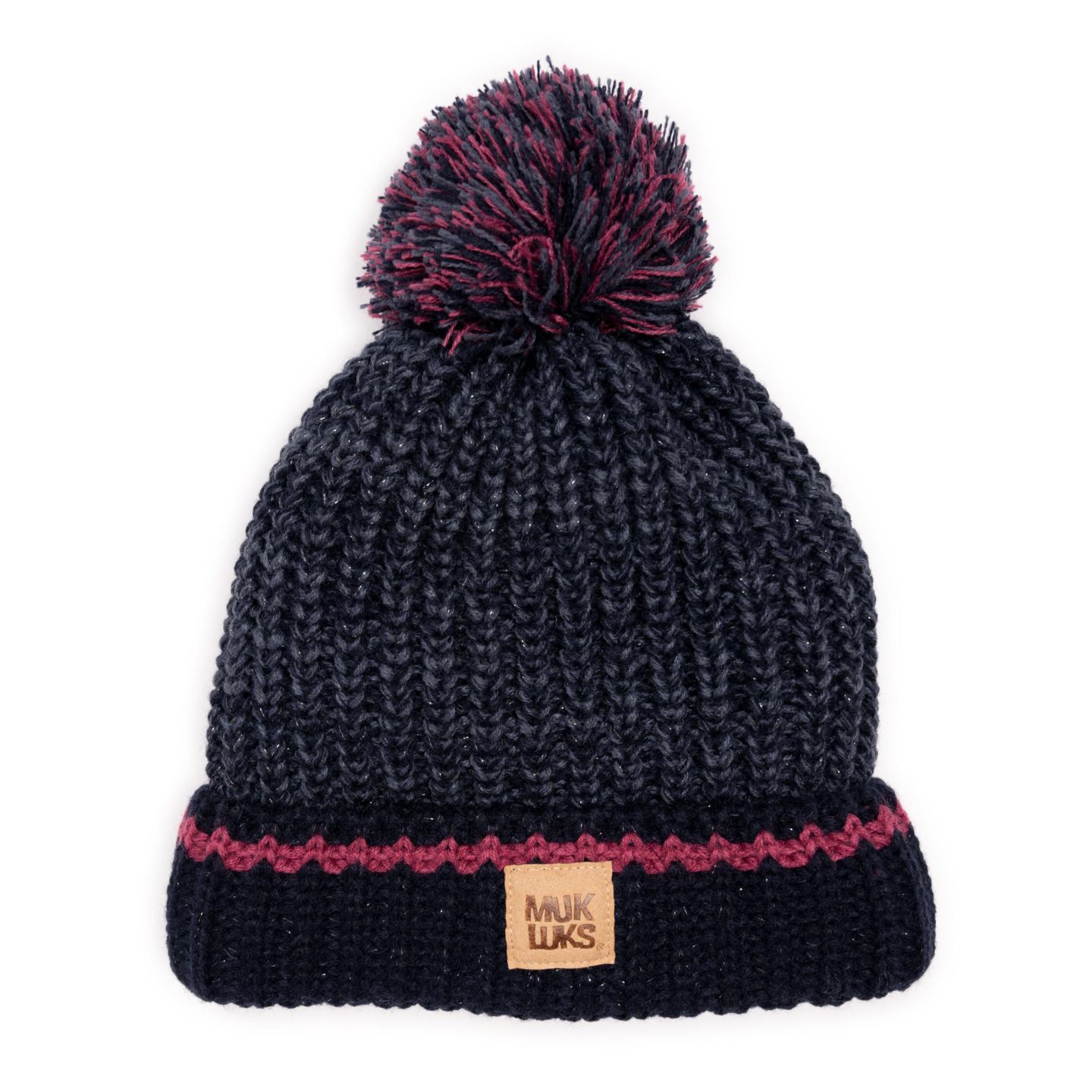 Женский головной убор MUK LUKS Marled Chunky Stitch Hat, цвет: Сапфировый / Сумеречный меланжевый — фото 1
