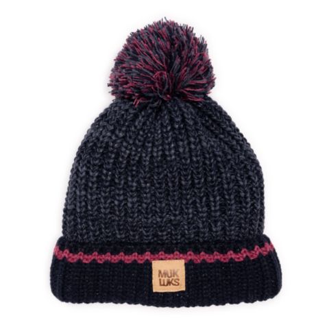 Женский головной убор MUK LUKS Marled Chunky Stitch Hat, цвет: Сапфировый / Сумеречный меланжевый