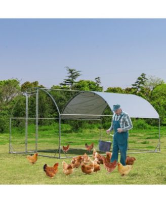 6.2 Feet/12.5 Feet/19 Feet Large Metal Coop Outdoor Galvanized Dome Cage with Cover