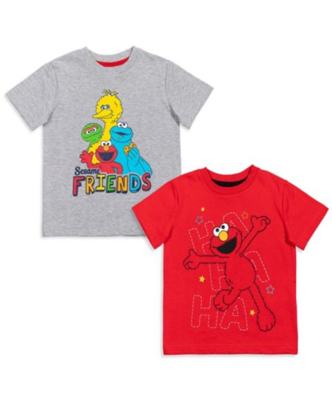 Футболки Sesame Street 2-Pack Short Sleeve для мальчиков, цвет: Серый красный