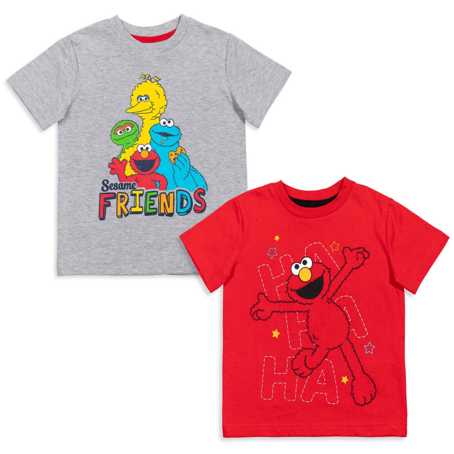 Little Boys Elmo's Book of Friends 2 Pack T-Shirts and Board Book Set