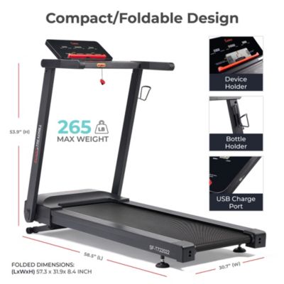 Interactive Slim Folding Treadmill with 12-Level Auto Incline, Advanced Brushless Motor & FREE SunnyFit App via Bluetooth – T722022