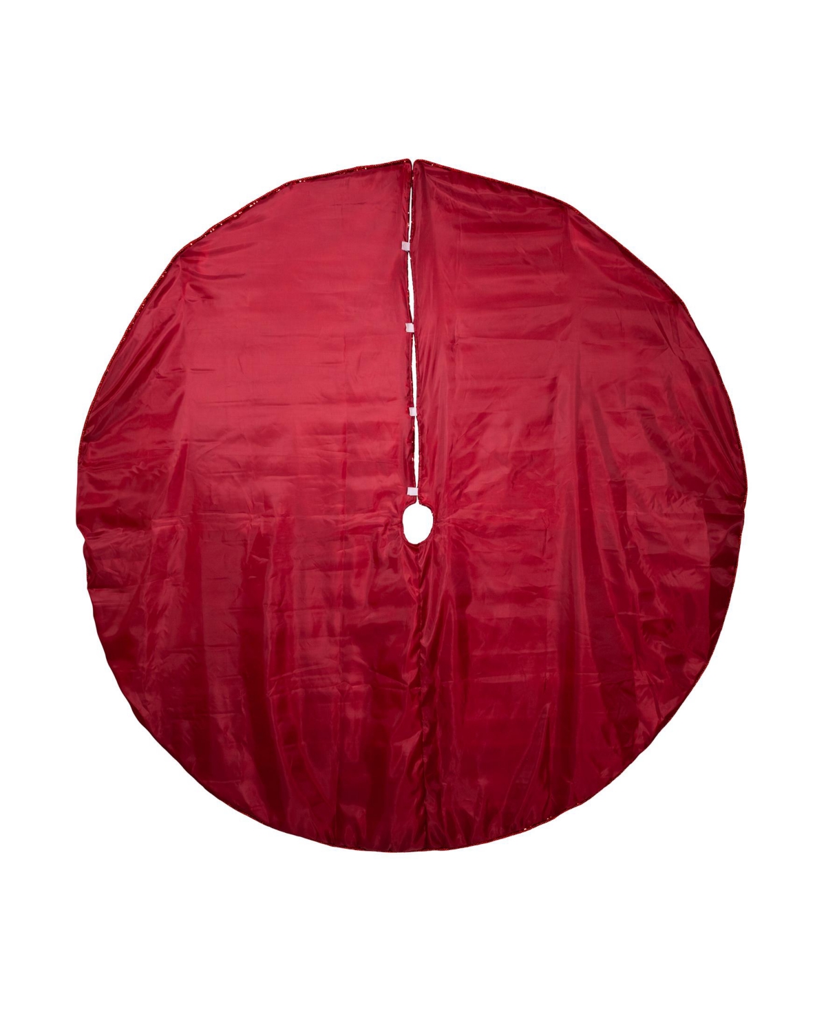 Kurt Adler 72-inch Burgundy Sequin With Metallic Cord Tree Skirt In Red