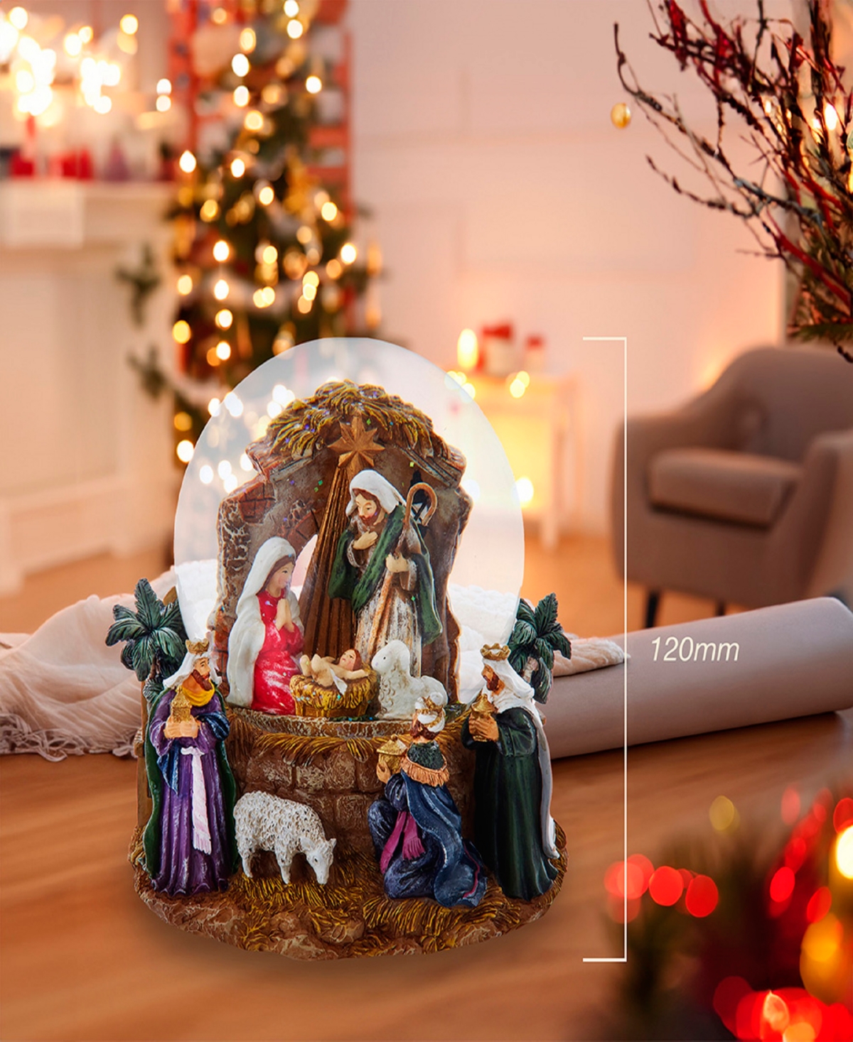 Kurt Adler 120mm Musical Nativity Water Globe In Brown