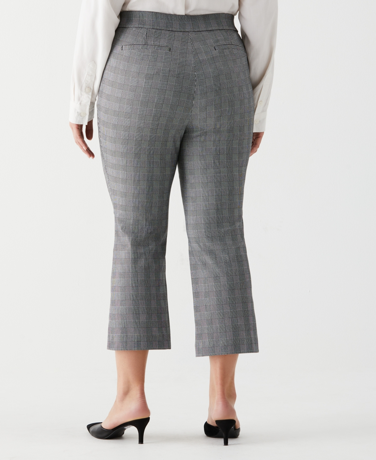 ELLA RAFAELLA PLUS SIZE PLAID CROP BOOTCUT PANT WITH BELT 