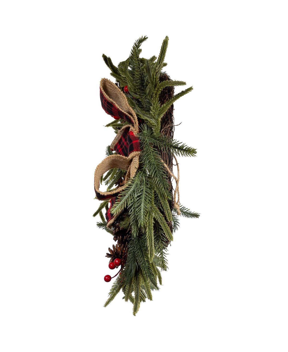 Kurt Adler 24-Inch Unlit Berries and Pinecone Rattan Wreath