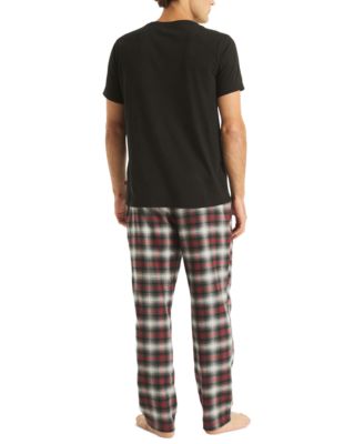 Men's Plaid Pajama Pants & Solid Pajama T-Shirt Set