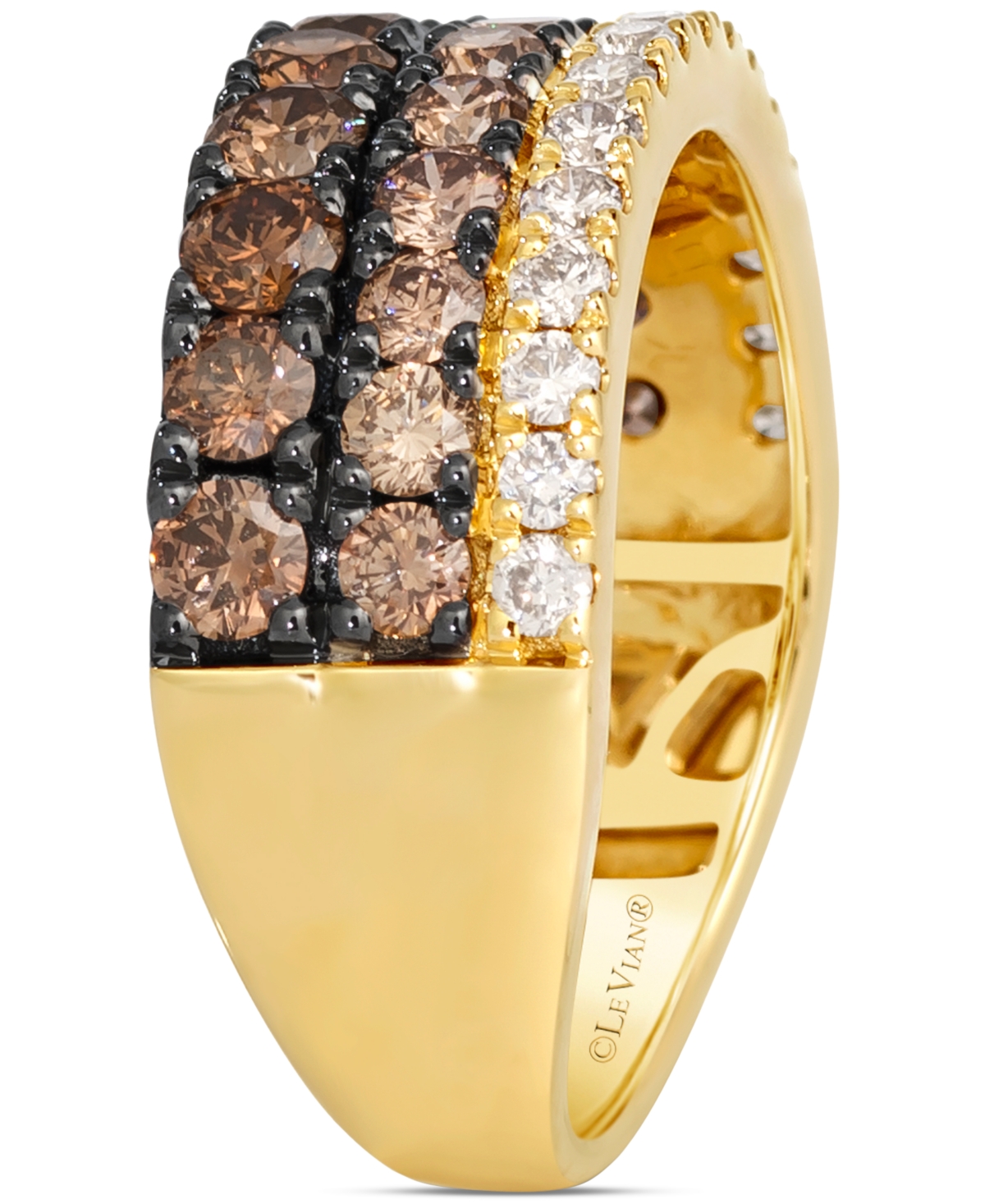 Le Vian Chocolate Ombre Diamond Triple Row Ring (1-7/8 Ct. T.w.) In 14k Gold In Gold