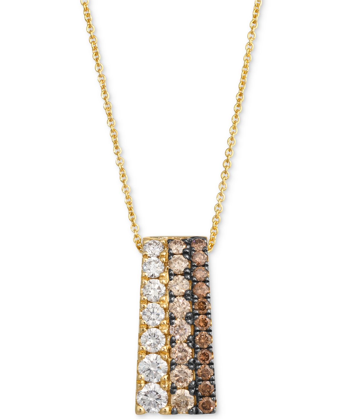 LE VIAN CHOCOLATE OMBRE DIAMOND TRIPLE ROW GRADUATED ADJUSTABLE 20" PENDANT NECKLACE (1-1/4 CT. T.W.) IN 14K 