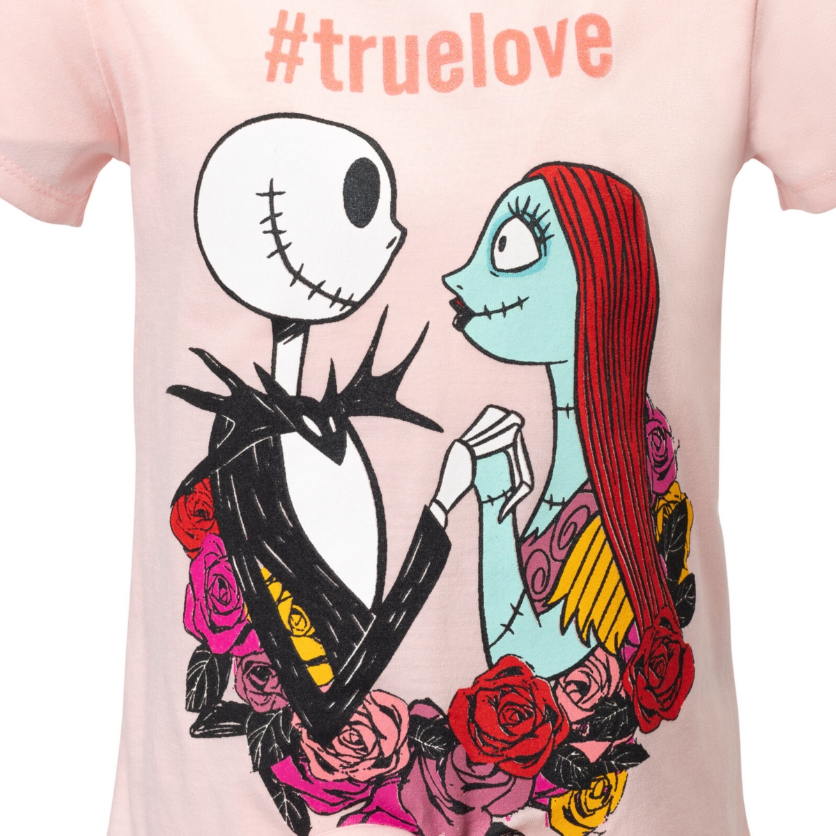 Disney Nightmare Before Christmas Sally Girls Knotted Graphic T-Shirt French Terry Shorts Set Toddler to Big Kid -/ pink