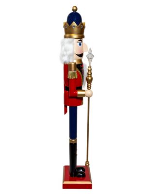 36-Inch Wooden Red and Blue King Nutcracker
