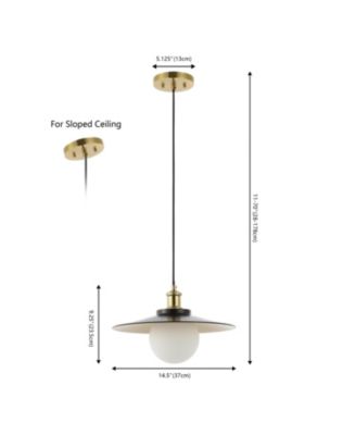 Hadley 14.5" 1-Light Scandinavian Farmhouse Iron/Frosted Glass LED Pendant, Oil Rubbed Bronze/Brass Gold