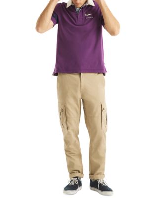 Men's Short Sleeve Striped-Trim Rugby Polo Shirt