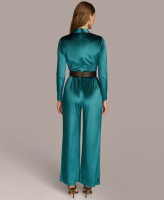 Women's Belted Velvet Jumpsuit 