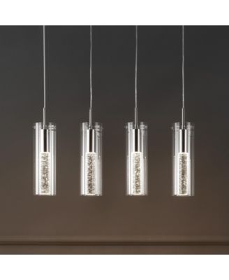 Mium 29.5" 4-Light Modern Style Iron/Crystal/Glass Integrated LED Linear Pendant, Chrome