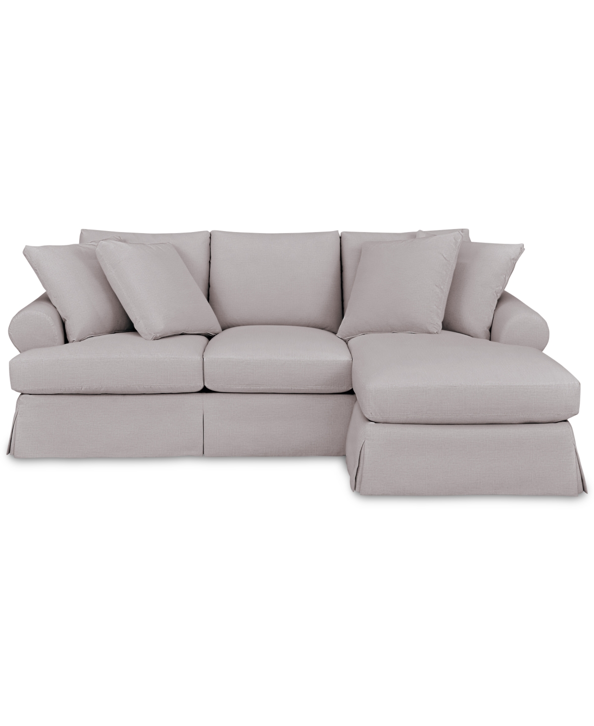 Macy's Brenalee 96" Roll Arm Performance Fabric Slipcover Reversible Chaise Sofa With Four Pillows In Lena Glacier