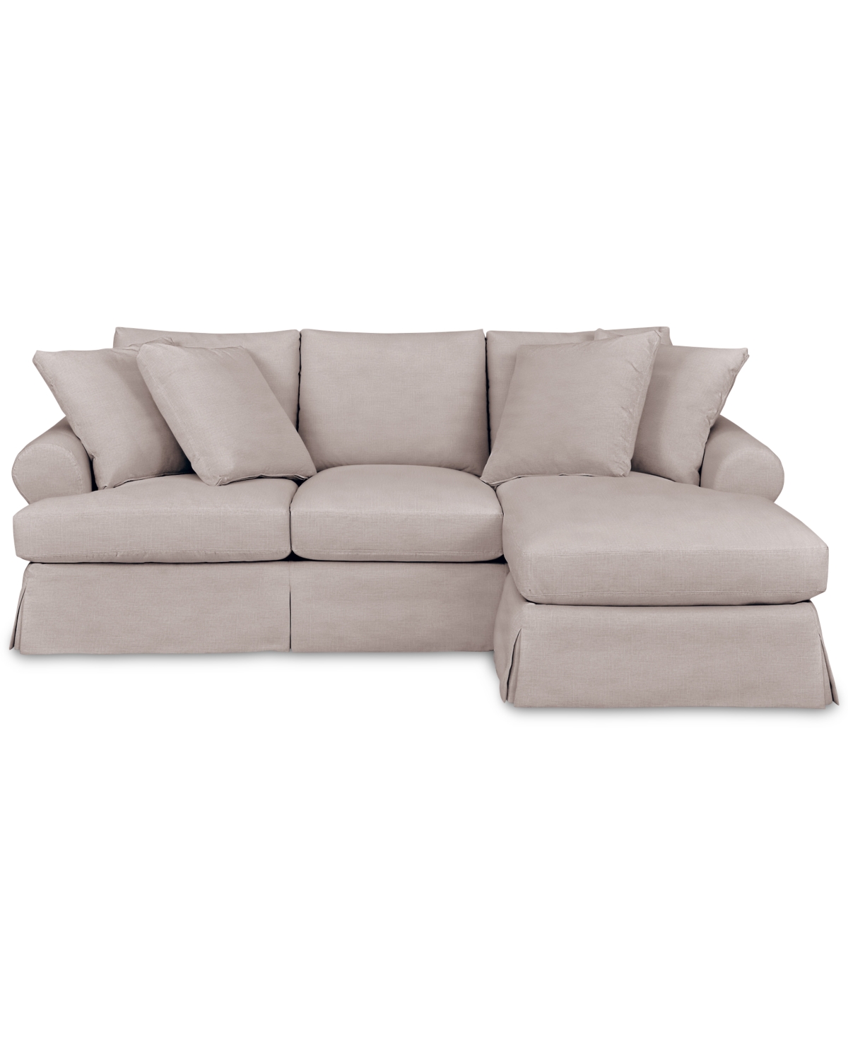 Macy's Brenalee 96" Roll Arm Performance Fabric Slipcover Reversible Chaise Sofa With Four Pillows In Lena Linen