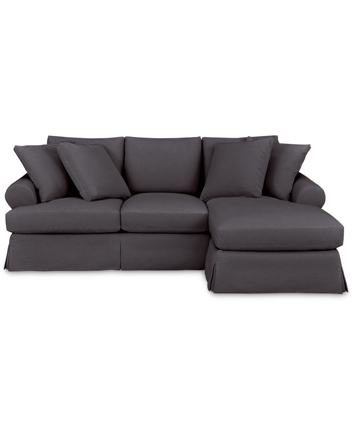 Macy's Brenalee 96" Roll Arm Performance Fabric Slipcover Reversible Chaise Sofa With Four Pillows In Lena Pewter