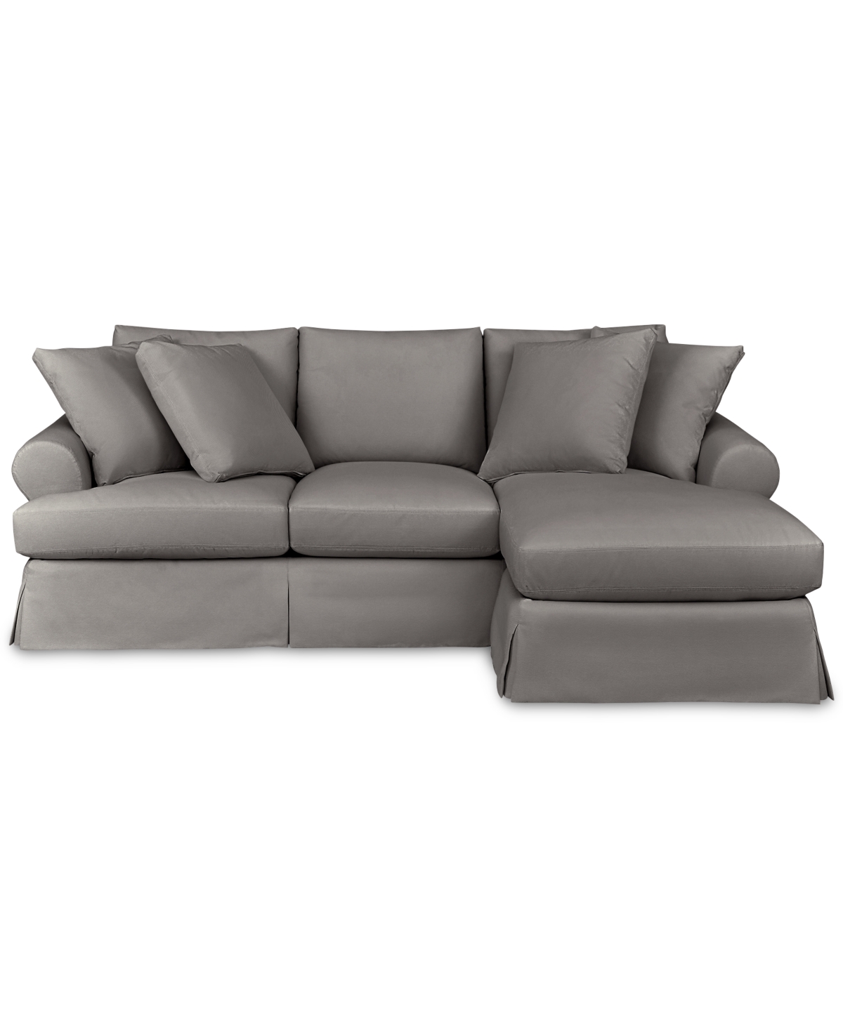 Macy's Brenalee 96" Roll Arm Performance Fabric Slipcover Reversible Chaise Sofa With Four Pillows In Lily Granite