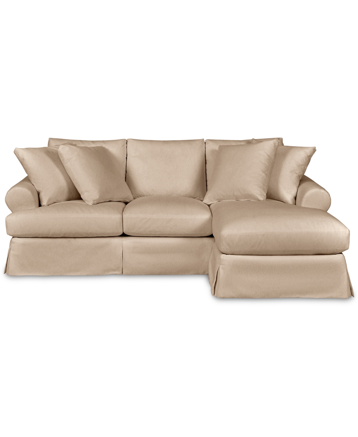 Macy's Brenalee 96" Roll Arm Performance Fabric Slipcover Reversible Chaise Sofa With Four Pillows In Peyton Fawn