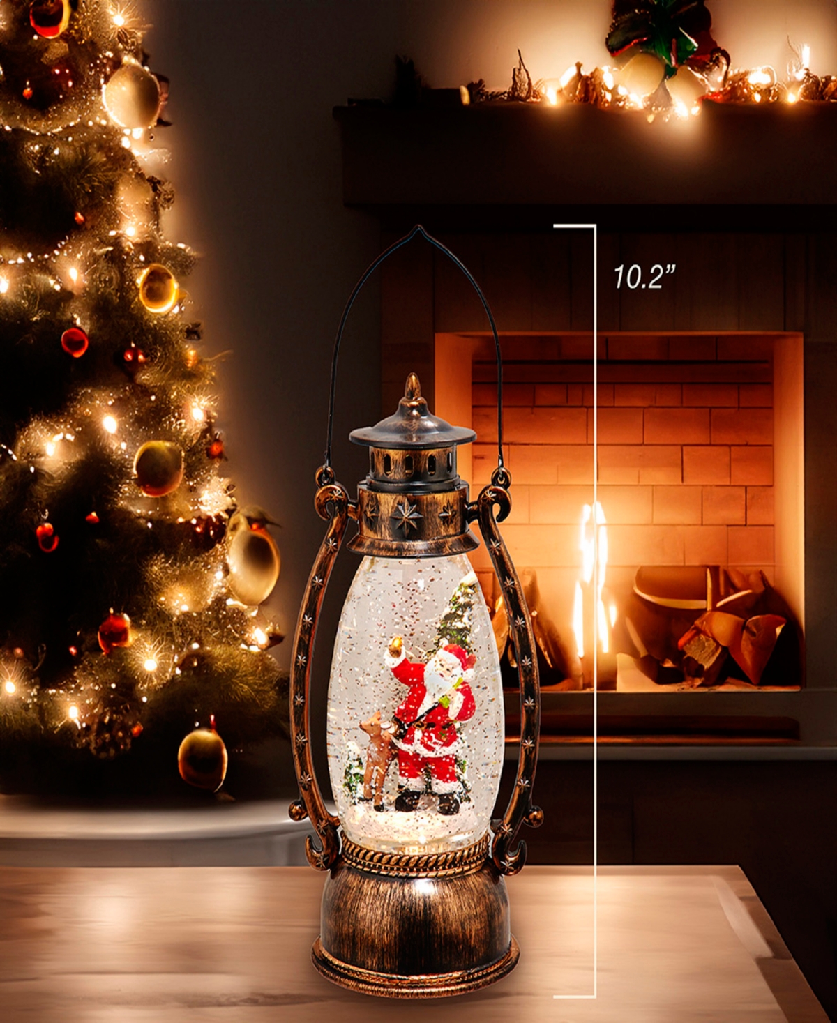 Kurt Adler 10.24-Inch Battery Operated Led Santa Swirling Water Lantern