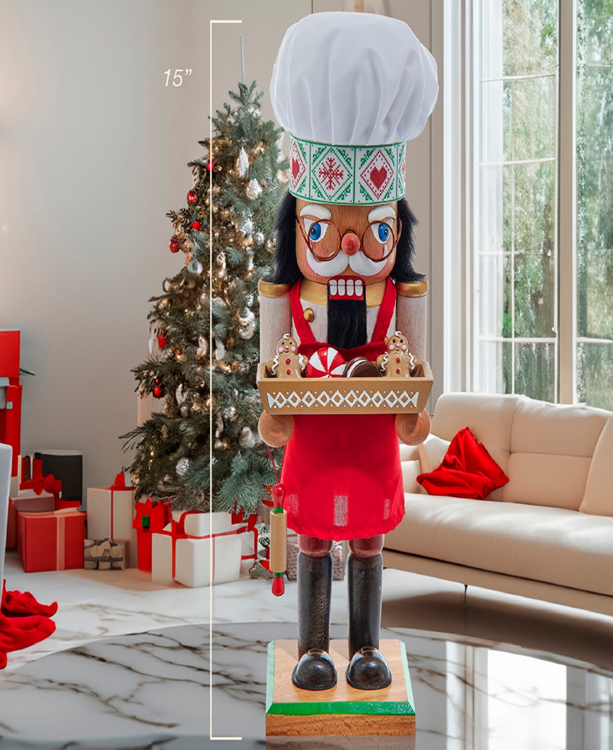 Kurt Adler 15-inch Wooden Chef Nutcracker In Red
