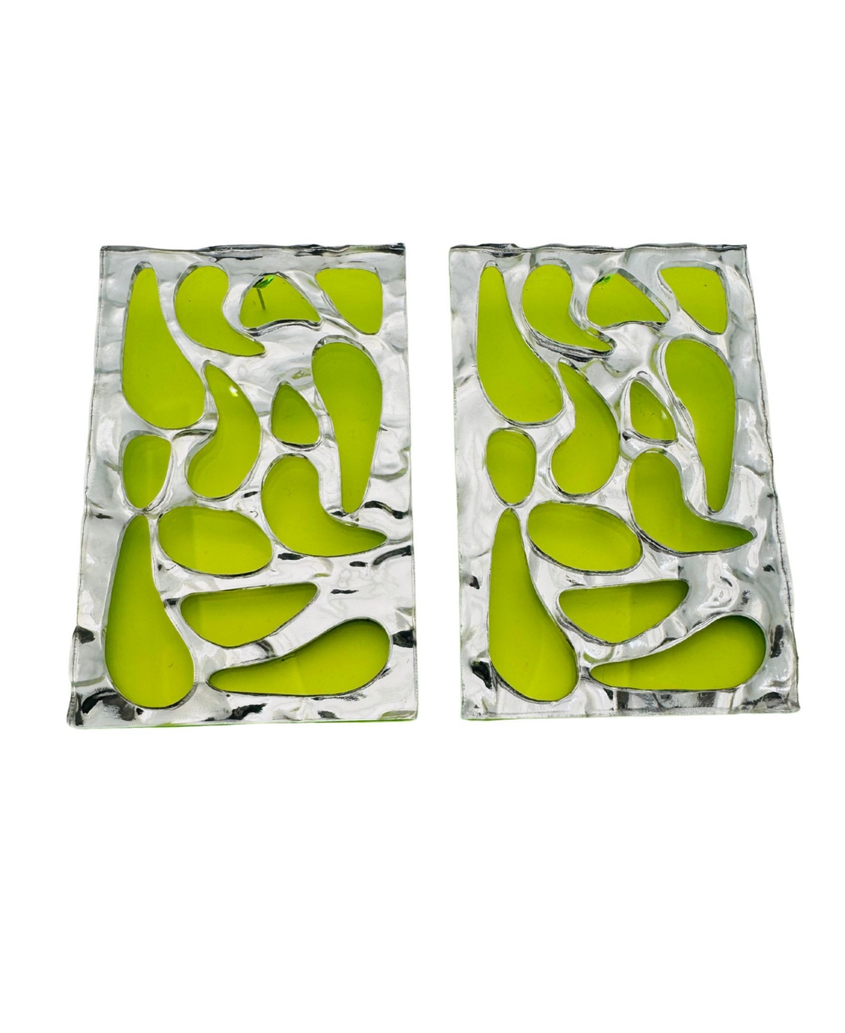 Shop Swanky Designs Geometric Cutout Studs In Neon Green