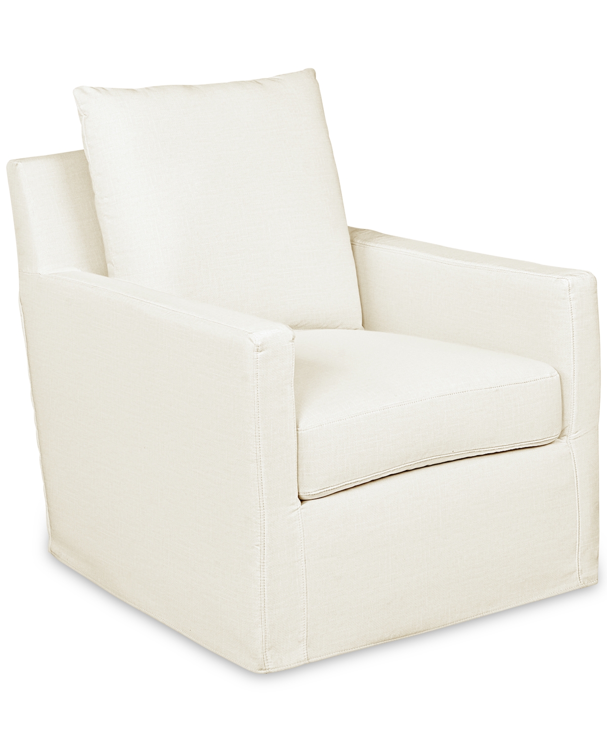 Macy's Brenalee 30" Performance Fabric Slipcover Swivel Glider In Lena Off White