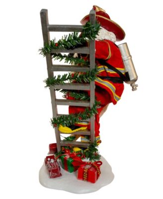 11.5-Inch Fabrich&eacute; Fireman Santa On Ladder