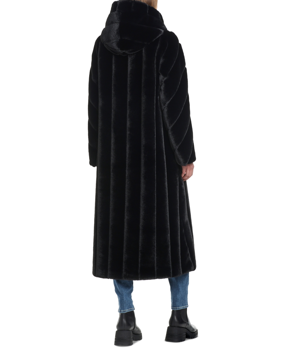 Jones New York Women's Hooded Faux-Fur Maxi Coat