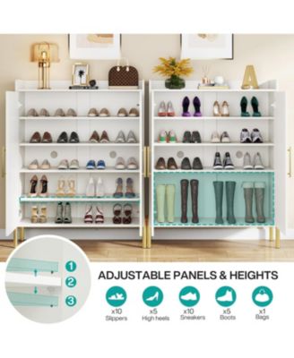 Large Shoe Cabinet with Doors, 6-Tier Entryway Shoe Storage Cabinet with Shelves, 30 Pairs Modern Shoes Rack