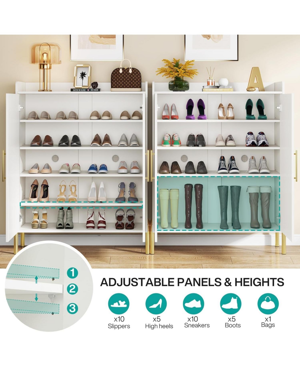 Tribesigns Shoe Cabinet with Doors, 6-Tier Entryway Shoe Storage Cabinet with Shelves, 30 Pairs Modern Shoes Rack Organizer for Hallway, Closet