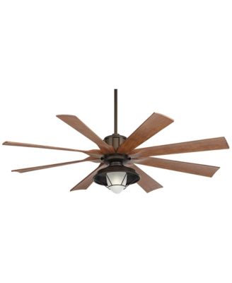 60" Defender Industrial Indoor Outdoor Ceiling Fan with LED Light Remote Oil Rubbed Bronze Koa Damp Rated for Patio Exterior Home