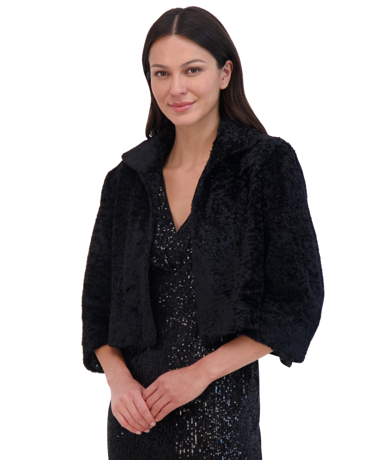 Eliza J Women's Faux-fur Bolero In Black