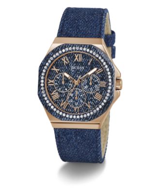 GUESS Women's Multi-Function Blue Denim Watch 36mm - Macy's