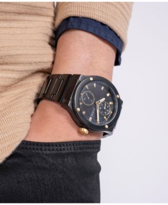 Men's Multi-Function Black Stainless Steel Watch 45mm