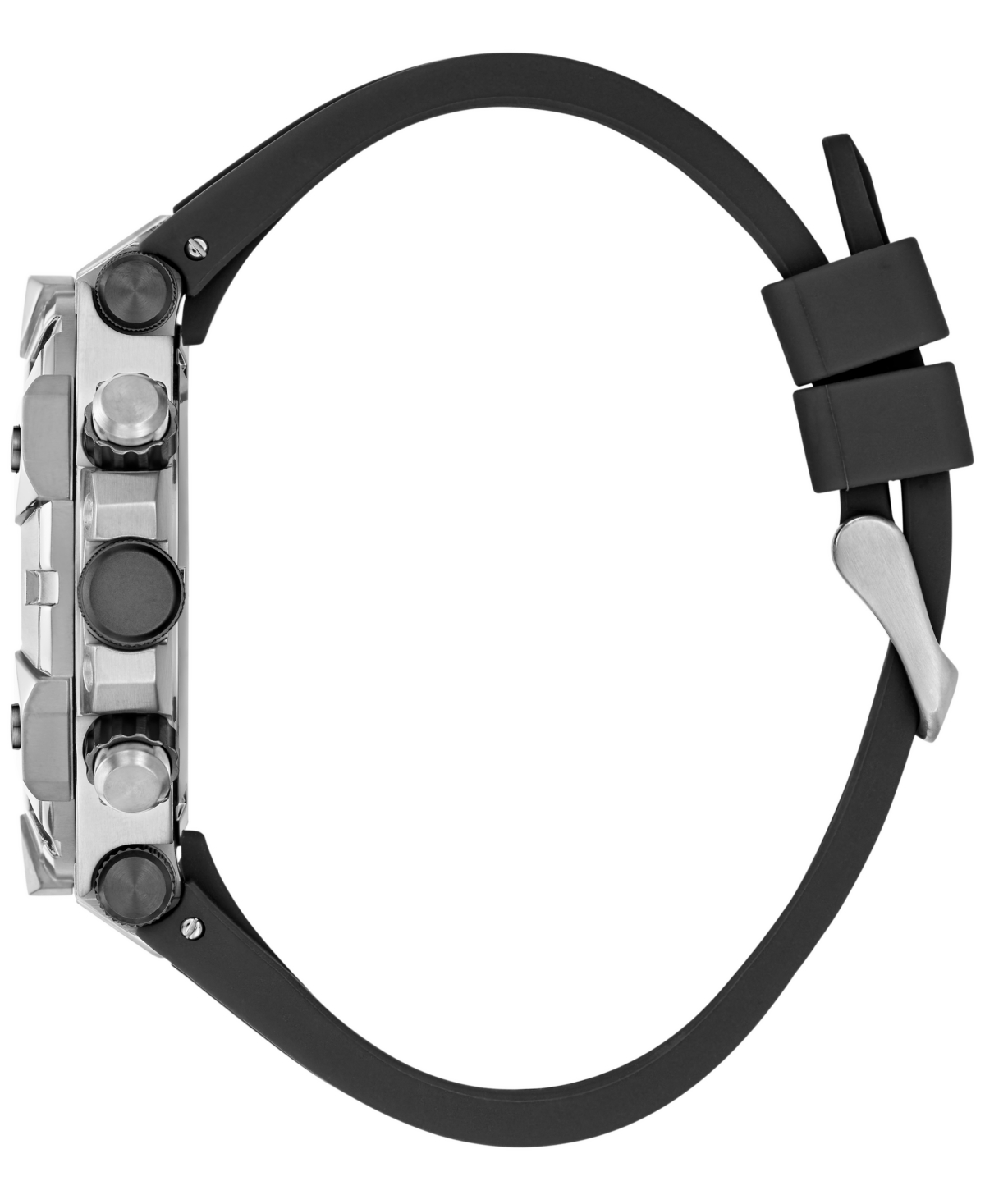 Guess Men's Multi-function Black Silicone Watch 46mm In Black