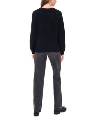 Women's Cozy Crewneck Sequined Raglan-Sleeve Sweater