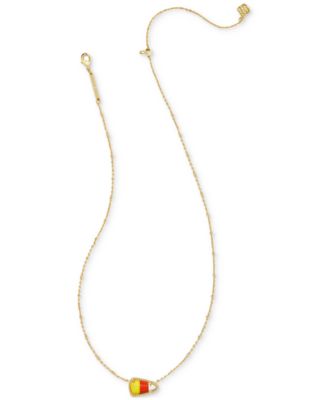 14k Gold-Plated Stone Candy Corn Adjustable Pendant Necklace, 16" + 3" extender 