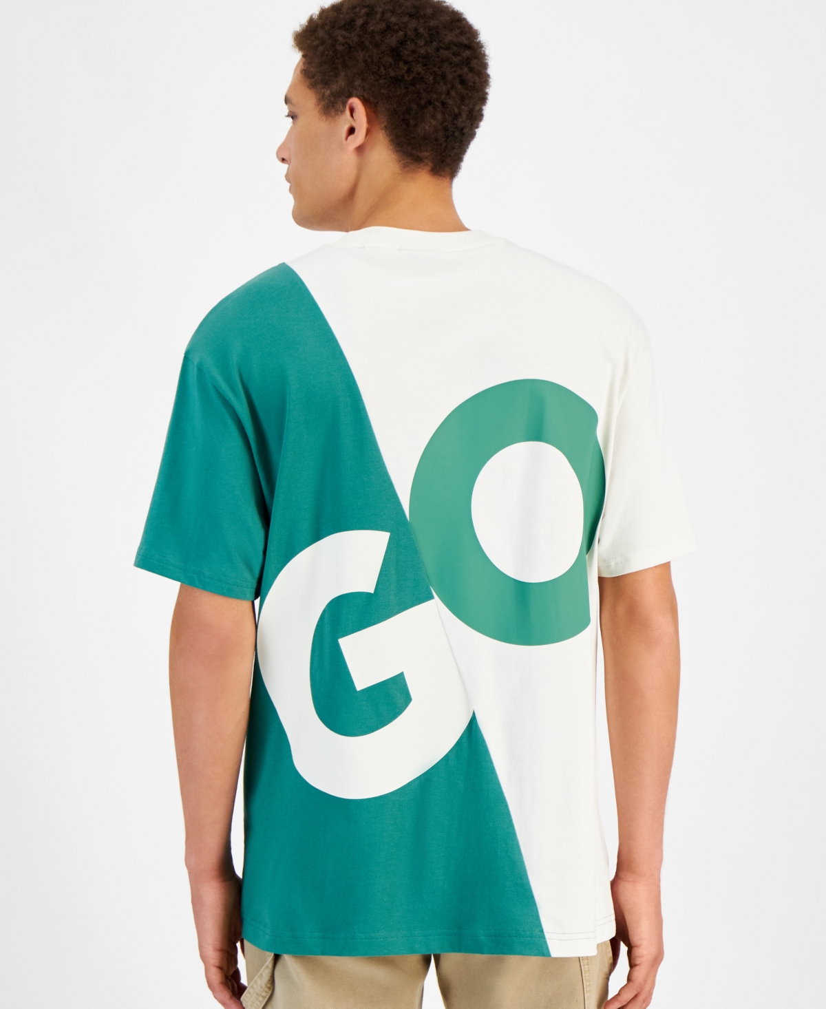Hugo by Hugo Boss Men's Loose-Fit Colorblocked Logo Graphic T-Shirt -Green
