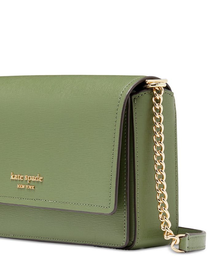 GREEN SAFFIANO LEATHER CAHIER WALLET ON CHAIN