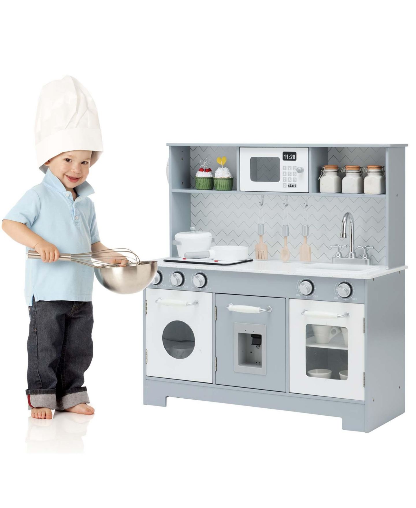 Детская игрушка SKONYON Wooden Play Kitchen with Light and Sound, Ages 3+ — фото 2