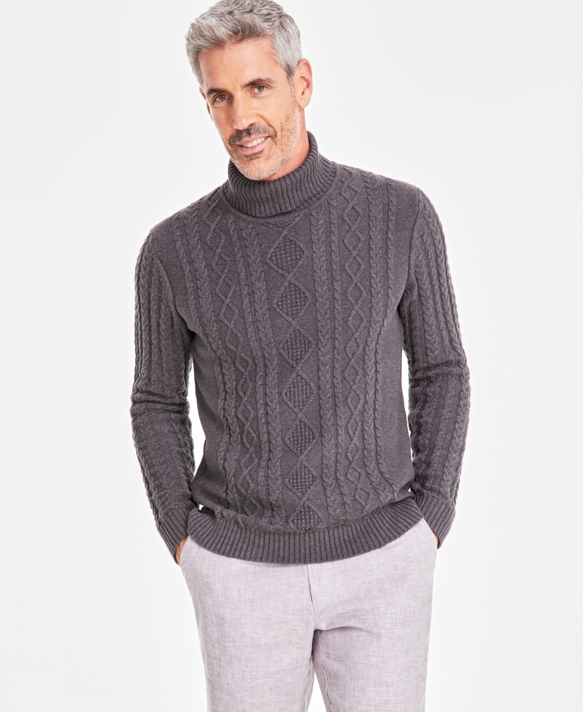 CLUB ROOM MEN'S CHUNKY TURTLENECK SWEATER, CREATED FOR MACY'S 